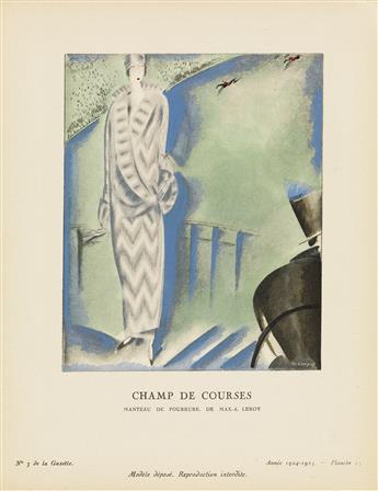 CHARLES LOUPOT (1892-1962). MANTEAU DE FOURRURE / DE LA GAZETTE. Four pochoir plates. 1924-1925. Each 9x7 inches, 24x19 cm.